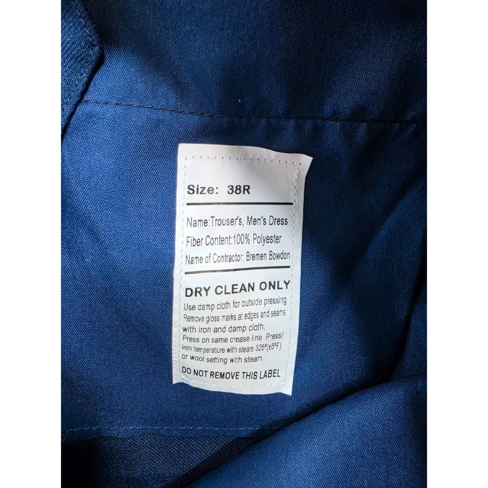 Marlow White NCO Army Uniform Dress Pants Men 38R Blue Stripe High-Rise Military